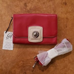 NEW Grace Adele Red Leather Clutch Shoulder Purse